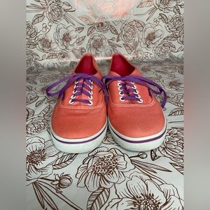 Orange lace up vans shoes